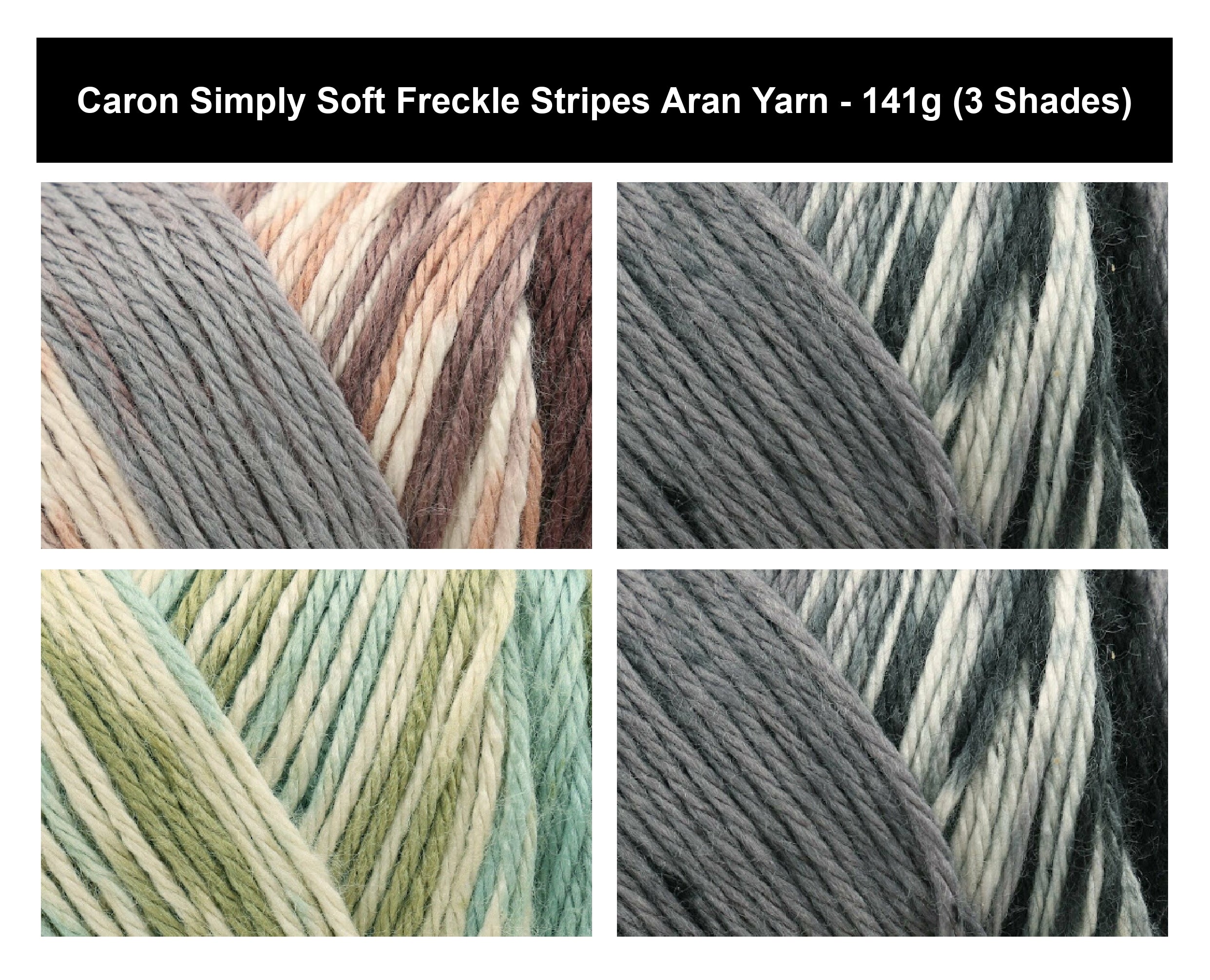 Caron Simply Soft Freckle Stripes Aran Yarn - 141g, 100% Acrylic Self-Striping Yarn with Lustrous Sheen for Crochet and Knitting Garments & Accessories