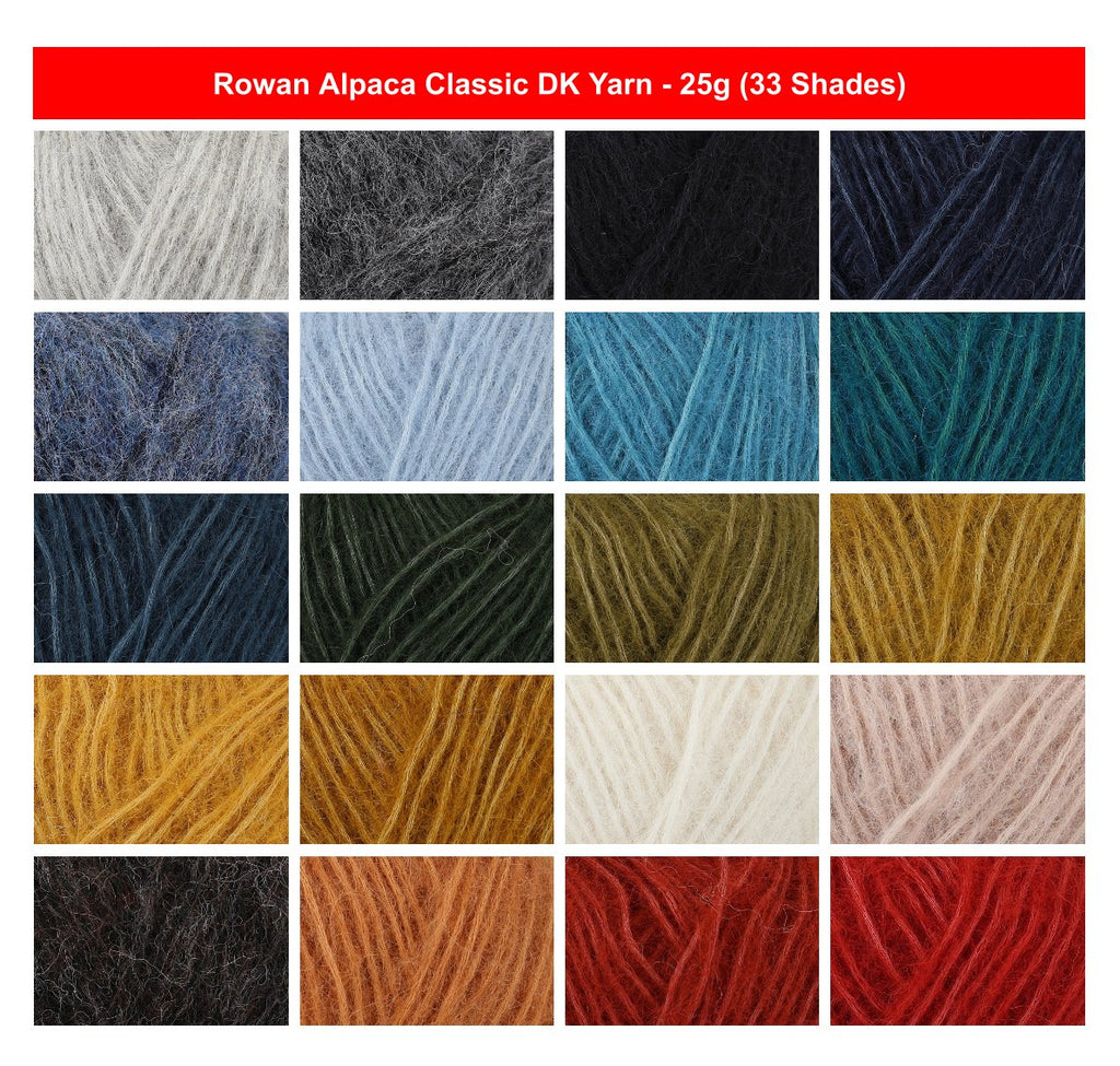 Rowan Alpaca Classic DK superfine Crochet yarn - 25g, Cotton Alpaca Blend Double Knitting Yarn for Lightweight Garments, Shawls & Accessories