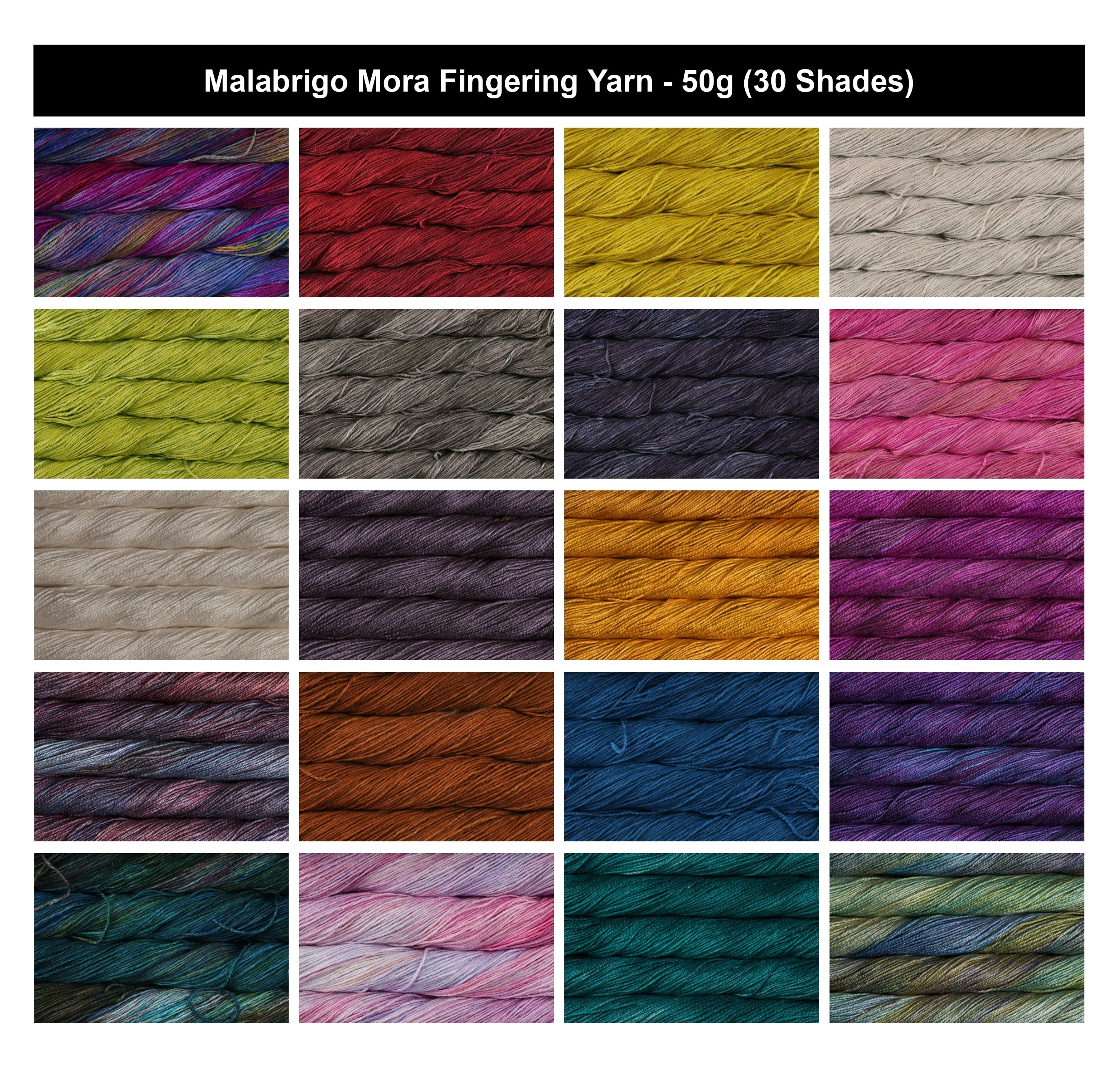 Malabrigo Mora Fingering Crochet Yarn - 50g, 100% Mulberry Silk 4 Ply Hand Dyed Luxury Knitting Yarn for Shawls, Scarves, Fine Garments