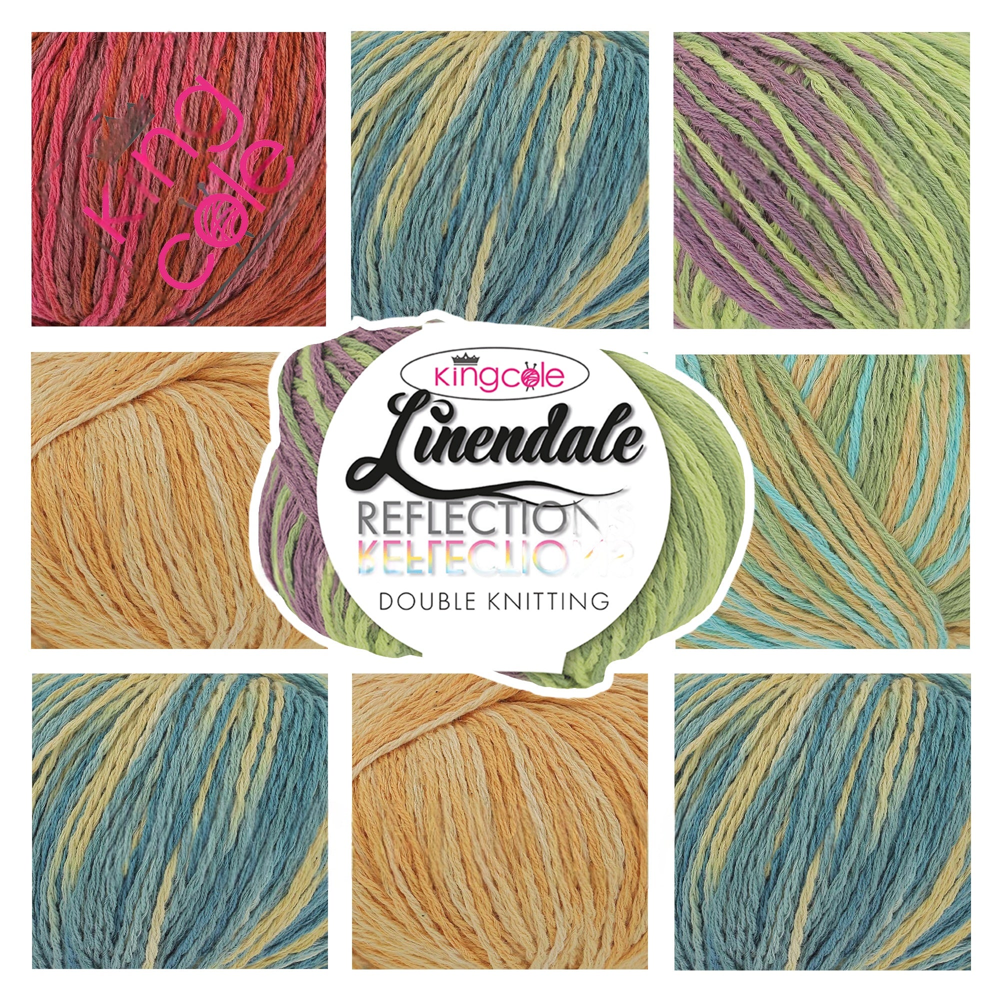 King Cole Linendale Reflections DK Yarn 57% Cotton, 30% Viscose & 13% Linen Variegated Double Knit Yarn 120m for Knit & Crochet - 50g