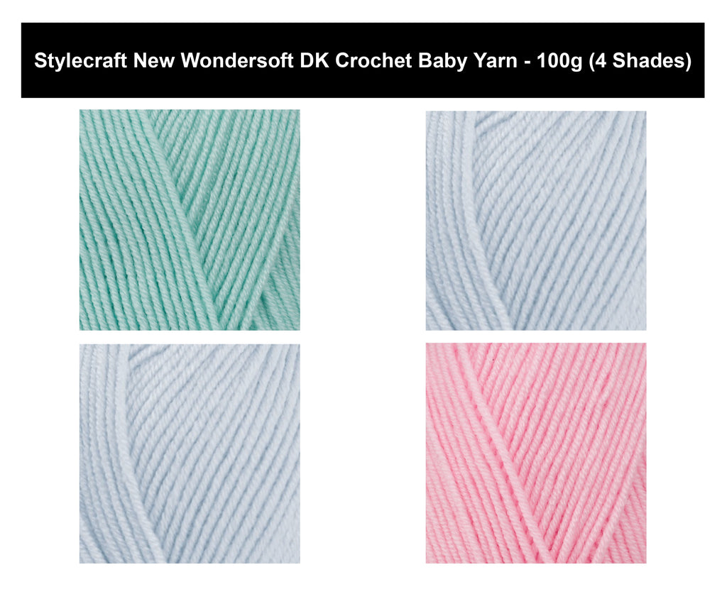 Stylecraft New Wondersoft DK Crochet Baby Yarn - 100g, Soft Acrylic & Polyamide Blend Double Knitting and Crochet Yarn for Baby Garments & Accessories