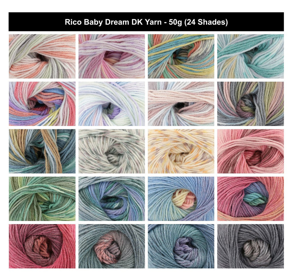 Rico Baby Dream DK Yarn for Crochet - 50G, Acrylic Polyamide Blend Self-Striping Soft Double Knitting Wool Baby Yarn for Blankets, Cardigans & Headwear