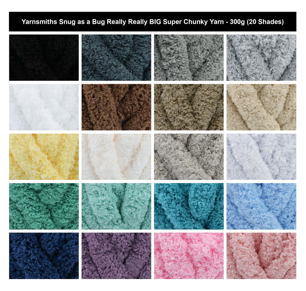 Yarnsmiths Snug as a Bug Really Really BIG Super Chunky Yarn - 300g, 100% Polyester Thick Chenille Fluffy Soft Crochet Knitting Wool for Cozy Blankets, Plushies & Rugs