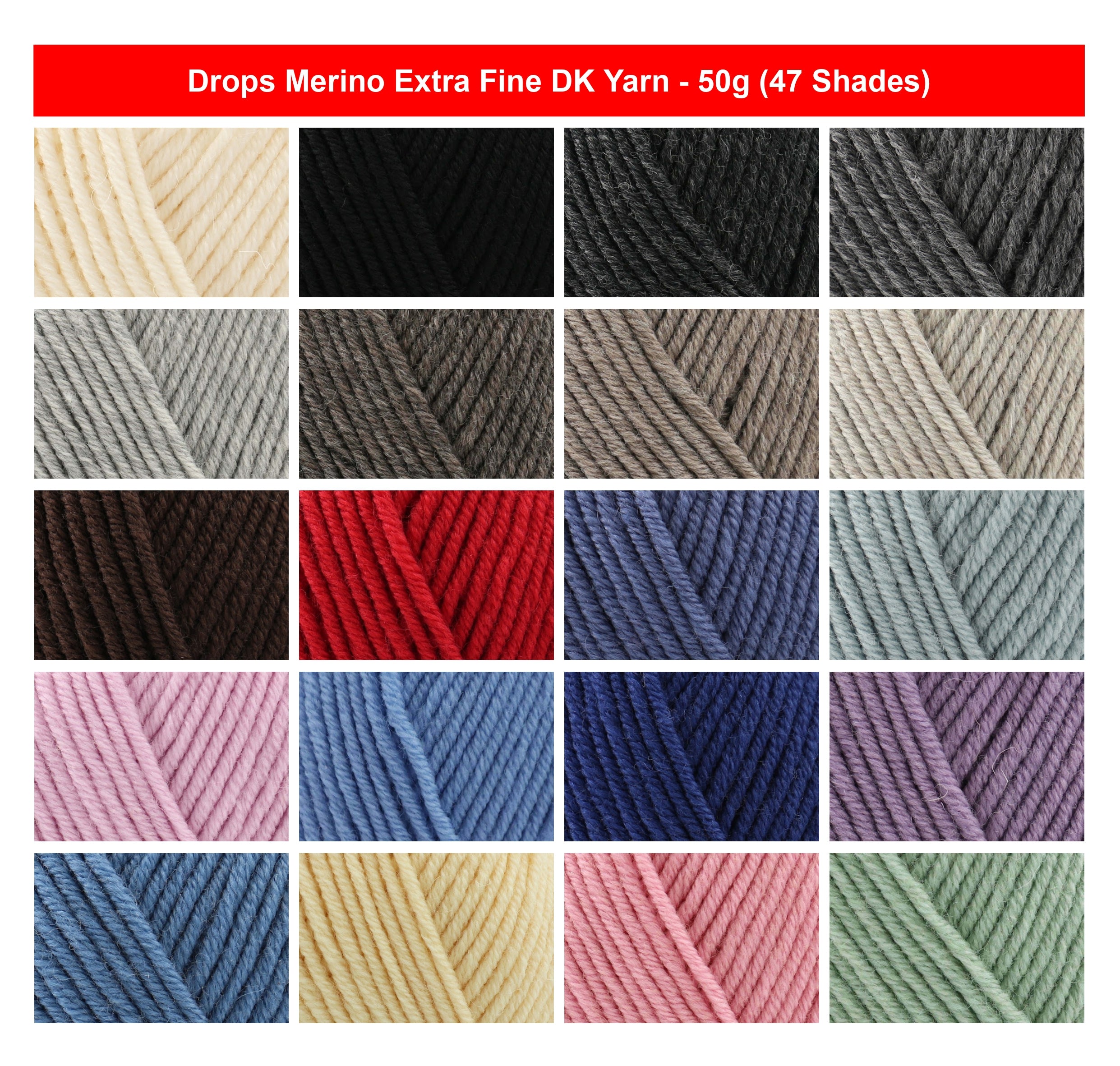 Drops Merino Extra Fine DK Crochet Yarn - 50g, Luxury 100% Merino Wool Durable Soft Non-Itchy Double Knitting Wool for Baby Clothes, Sweaters & Blankets