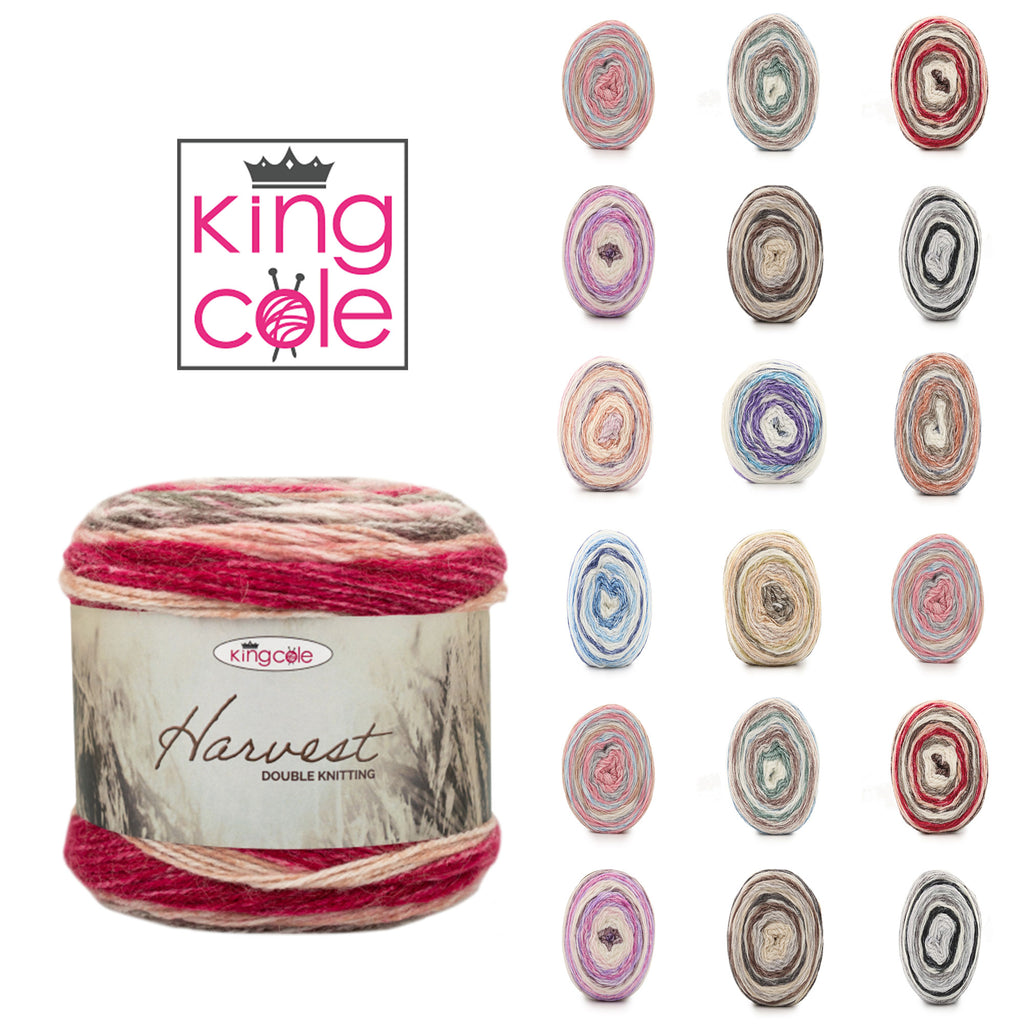 King Cole Harvest DK Yarn 90% Acrylic & 10% Alpaca, Variegated Self-Striping Double Knit Yarn, 535m for Knitting & Crochet - 150g