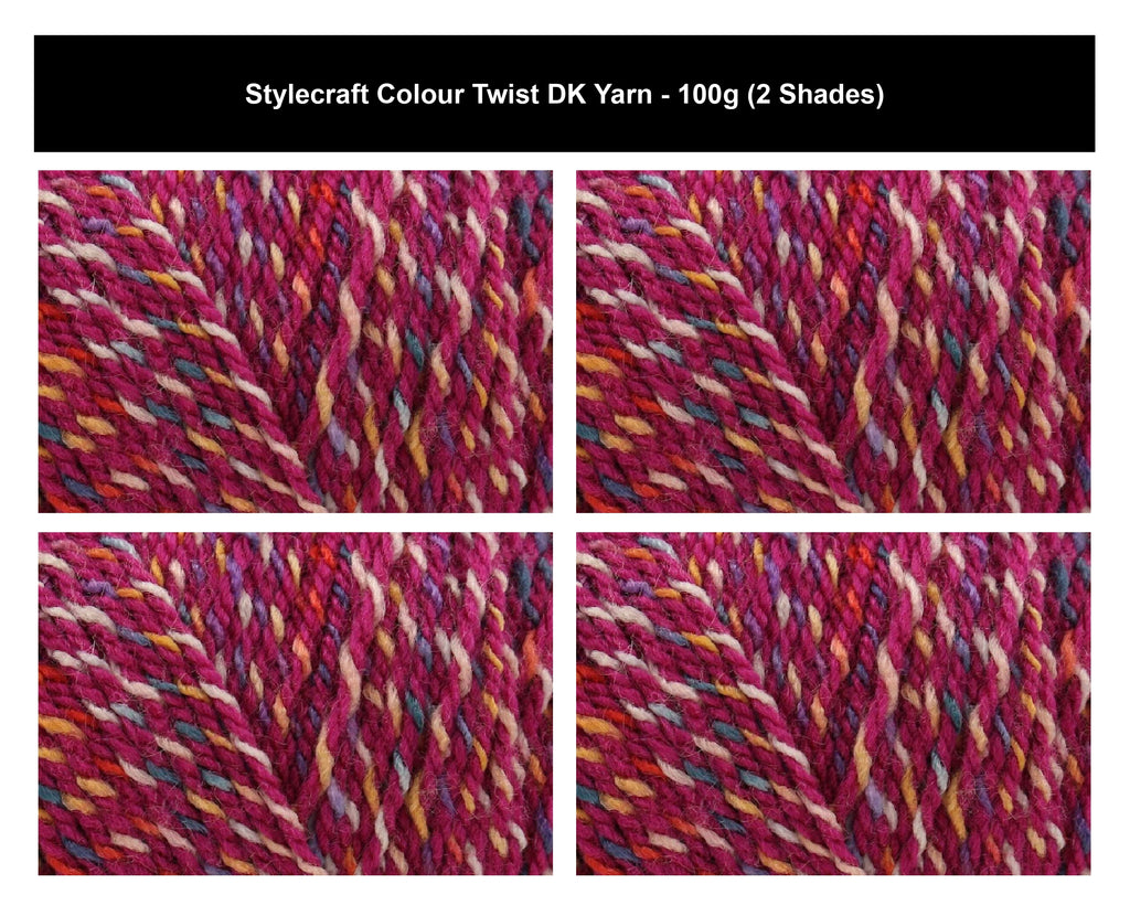 Stylecraft Colour Twist Crochet DK Yarn - 100g, 100% Acrylic Double Knitting Textured Stitch Colour Twist Blended Cabling Centre Pull Wool Ball