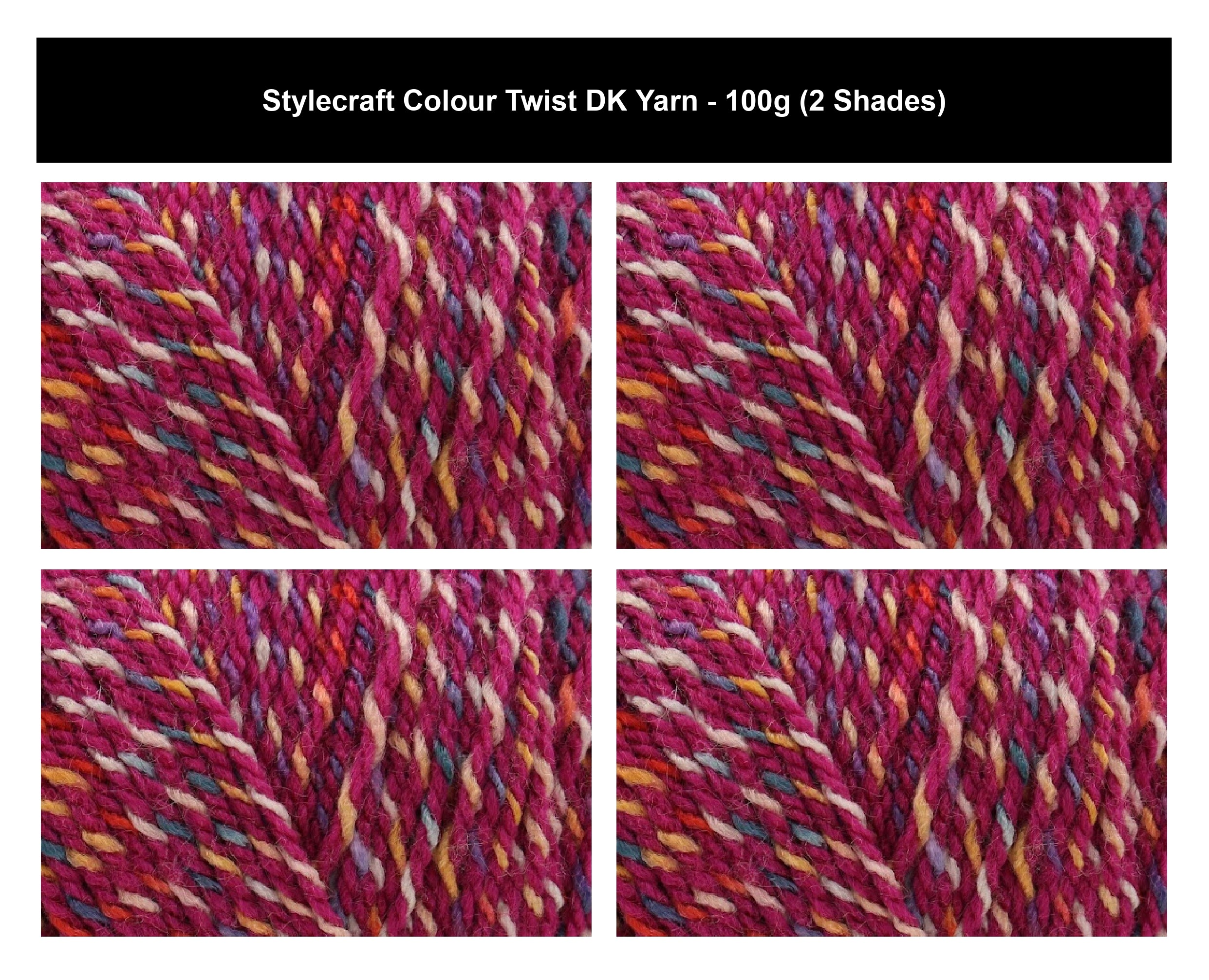 Stylecraft Colour Twist Crochet DK Yarn - 100g, 100% Acrylic Double Knitting Textured Stitch Colour Twist Blended Cabling Centre Pull Wool Ball