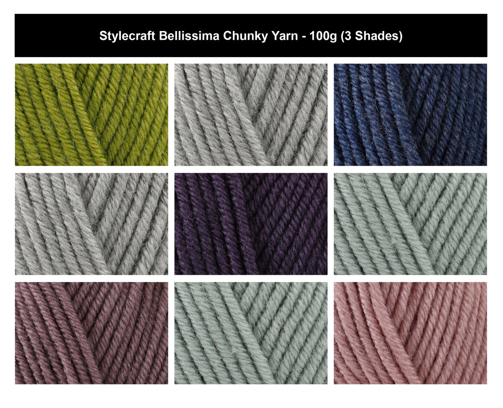 Stylecraft Bellissima Chunky Crochet DK Yarn - 100g, 100% Acrylic Chunky Soft Pearlescent Sheen Double Knitting Wool for Winter Warmers, Hats, Gloves & Jumpers