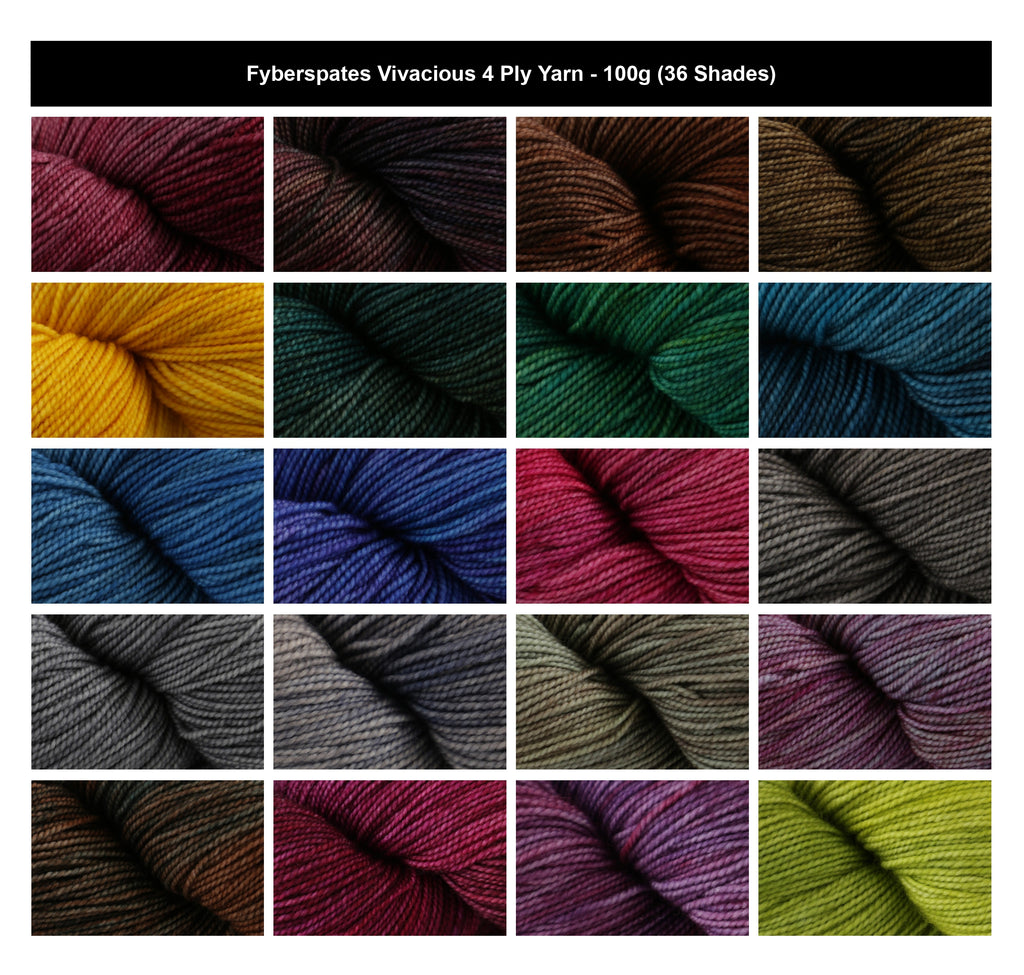 Fyberspates Vivacious 4 Ply Crochet Yarn - 100g, Luxury Merino Wool Hand-Dyed Soft Cable Knitting Wool Hank for Socks, Garments, Colourwork & Accessories