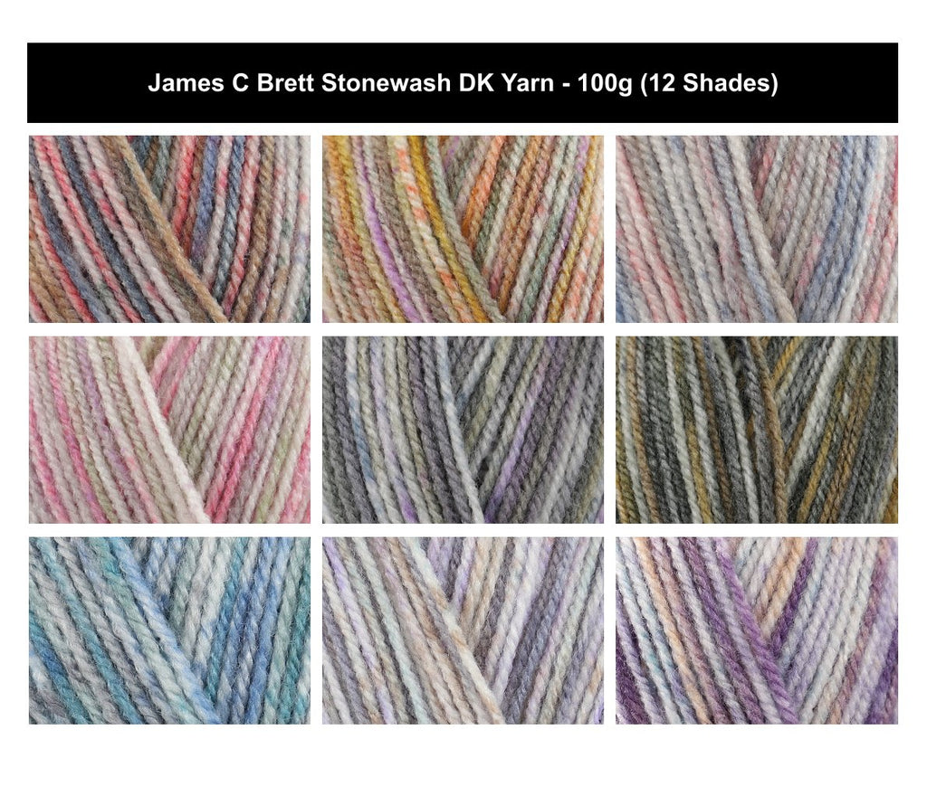 James C Brett Stonewash DK Yarn - 100g, 100% Acrylic Double Knitting Variegated Crochet Wool for Fashionable Modern Cardigans, Jumpers, Sweaters & Jackets