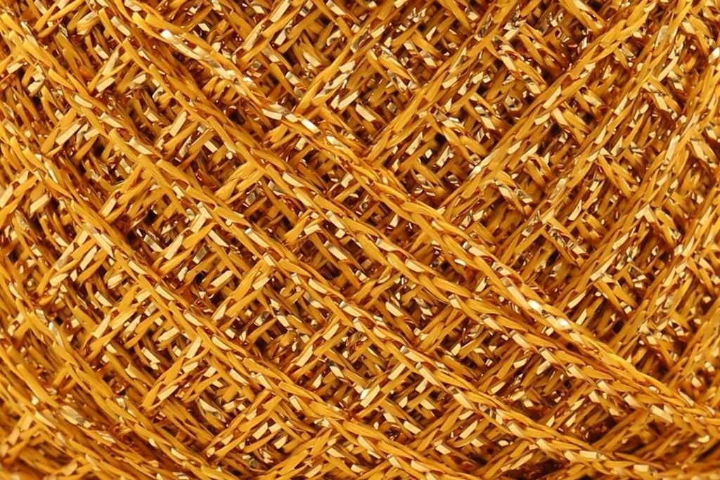 Lincatex Gold Rush Crochet Yarn - 20g, Metalized Polyester & Rayon Blend Chainette Metallic Sparkly Knitting Wool for Decorations, Garments & Accessories
