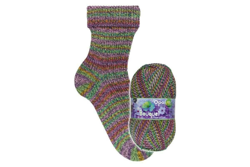 Opal Bouquet 4 Ply Yarn - 100g, Wool Polyamide Blend Floral Self-Patterning Sock Knitting Wool Yarn for Crochet Scarf, Gloves & Cozy Beanie