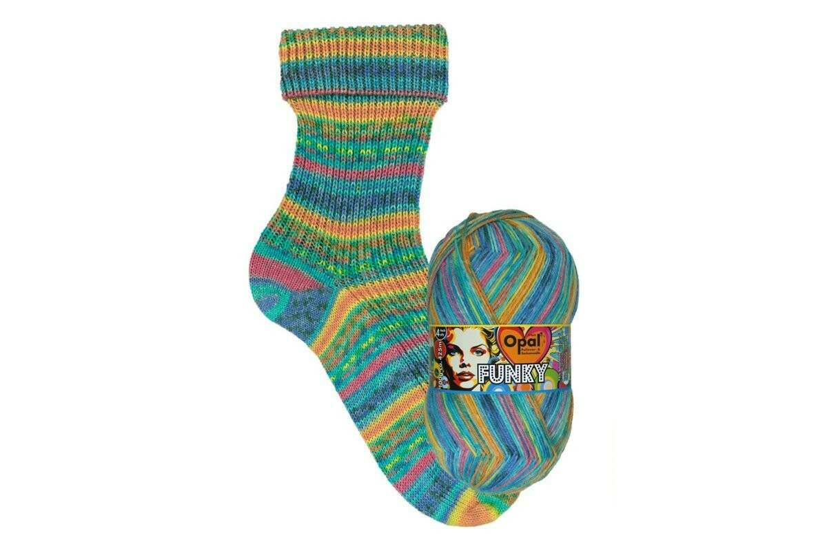 Opal FunkyMan 4 Ply Yarn - 100g, Wool Polyamide Blend lightweight Self-Patterning Knitting Wool Yarn for Crochet Socks & Accessories
