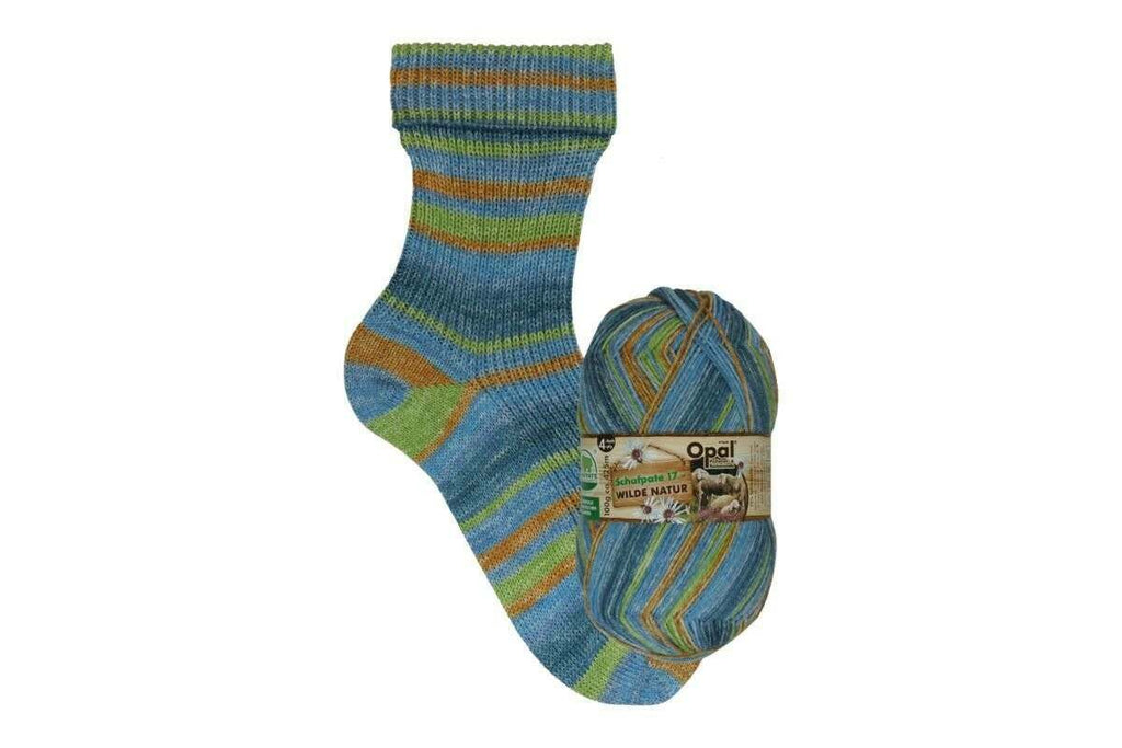 Opal Schafpate 17 Wild Nature Yarn - 100g, Wool Blend 4 Ply Self-Striping Crochet Knitting Sock Yarn for Hats, Scarves, Gloves & Baby Garments