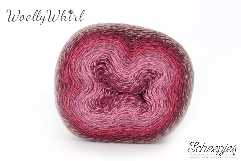 Scheepjes Woolly Whirl 4 Ply Yarn Cake - 220g, Soft Wool & Cotton Blend Gradient Twined Crochet & Knitting Yarn for Shawls And Wraps