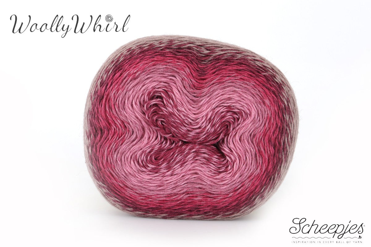 Scheepjes Woolly Whirl 4 Ply Yarn Cake - 220g, Soft Wool & Cotton Blend Gradient Twined Crochet & Knitting Yarn for Shawls And Wraps