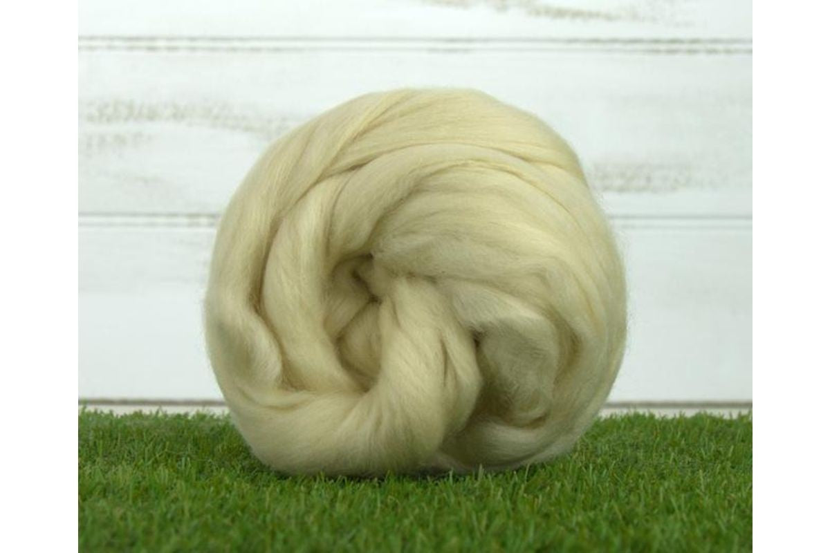World of Wool Natural Merino 23 Micron Wool Top Roving Yarn - 100g, Luxury 100% Undyed Merino Wool Hand Spinning Felting Wool Yarn for Wet-Felting, Animals & Dolls